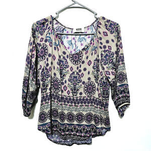 Verse Mati Billow 3/4 Sleeve Top Women's Size S Made in USA Paisley Boho Casual